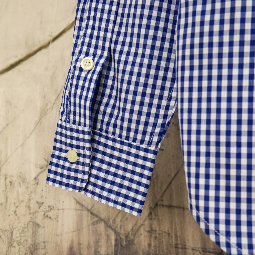 P280 zp version [exclusive supply] Ralph Lauren/Ralph Lauren 2025SS Evergreen Vintage style poplin casual color 0.5 grid long-sleeved casual shirt, 100% restoration of workmanship, embedded seam clean edge processing, upper back broken seam reorganization, better fit ✅ 100% cotton poplin cotton, smooth feel, pre-car wash treatment, yarn is tighter ✅ Custom dyed original pearlescent white buttons, size partition✅ There is a special shaped chiffon foil inside the collar door tube, which is not easy to deform and pull. ✅ RL refreshing plaid shirt is more naughty and colorful than the simpleness of the solid color shirt. It can be salty or sweet. Daily travel and travel. The production rate is very high. The style is customized. Color: Pink Blue Size: S M L XL Number: WW10965